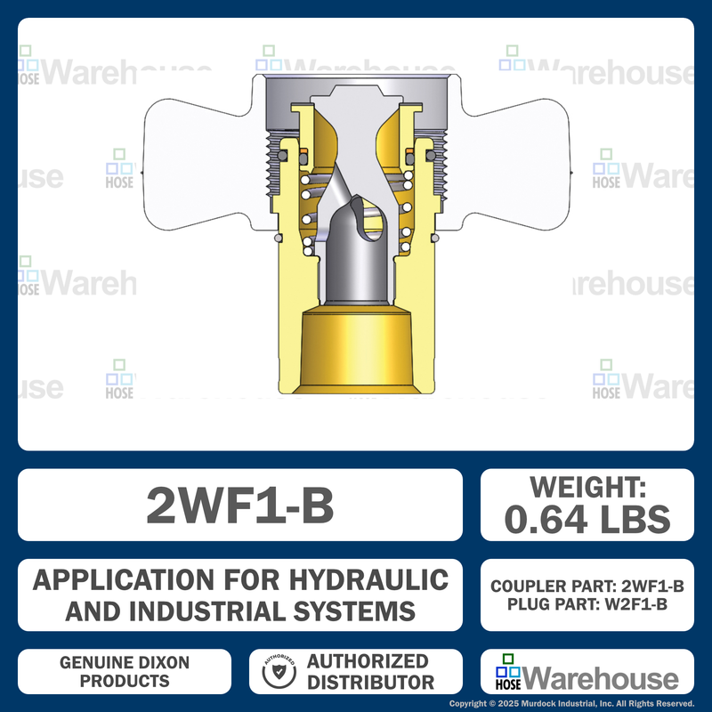 3WF2-B by Dixon Valve | Hydraulic Quick Disconnect Coupling | W-Series | 1/4" Female NPTF x 3/8" Wingstyle Interchange | Socket | Nitrile Seal | Brass