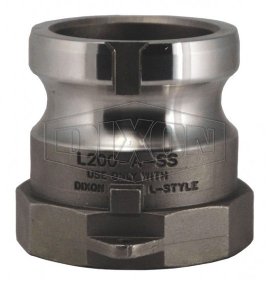 L300-A-SS by Dixon Valve | Vent-Lock® Safety Cam & Groove Adapter | Type A | 3" Adapter x 3" Female NPT | 316 Stainless Steel