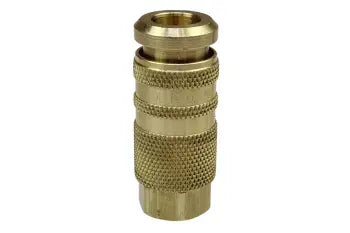 15C90B2F by Coilhose | Coilflow™ Automatic Industrial & Acme Interchange | Six Ball Combo Coupler | 1/4" Body Size | 1/8" Female NPT Thread | Straight | Brass (Type 15)