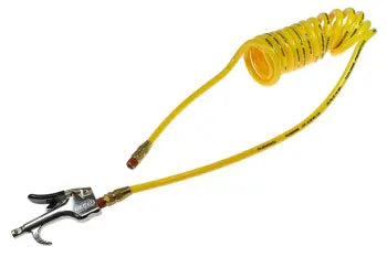 600-PR532-10B-Y by Coilhose | Flexcoil Air Hose with 600-S Blow Gun | 5/32" Hose ID x 1/4" Hose OD | 1/4" Male NPT Swivel Fittings | Yellow | Polyurethane | 10ft