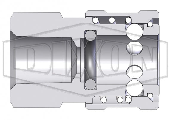 4EF4-S by Dixon Valve | Hydraulic Quick Disconnect Coupling | E-Series | 1/2" Female NPTF x 1/2" Straight-Through Interchange | Socket | Nitrile Seal | 303 Stainless Steel