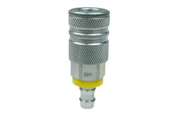 586L by Coilhose | Coilflow™ Industrial Interchange Coupler | Manual | 3/8" Body Size | 3/8" Lock-On Hose barb | Straight | Plated Steel (Type 58)