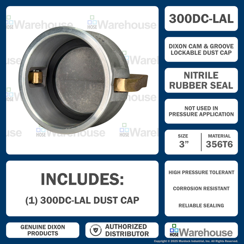 300DC-LAL by Dixon Valve | Cam & Groove Lockable Dust Cap | Type DC | 3" Coupler End | Aluminum