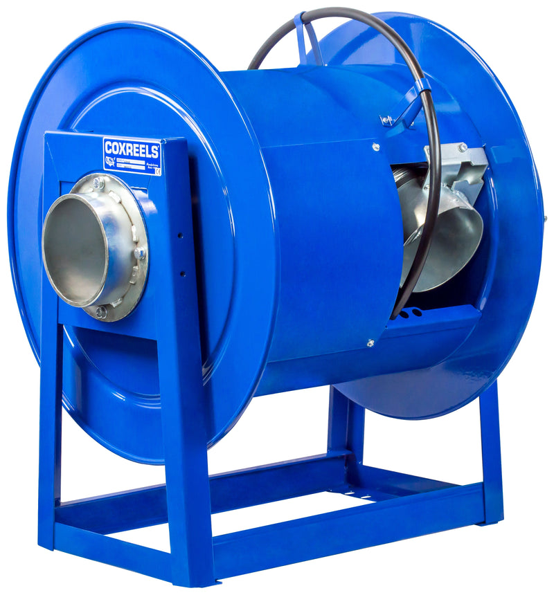 319-424 by Coxreels | 300 Series | Spring Driven Exhaust Hose Reel | 4" Hose ID, 4" FNPT Inlet | Steel | 24ft Capacity, Hose Not Included