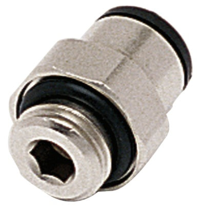 31010613 by Dixon Valve | Metric Push-In Fitting | Male Connector | 6mm Tube OD x 1/4 Male BSPP | Nickel Plated Brass