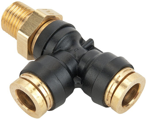 31035511DOT Legris by Dixon Valve | D.O.T. Push-In Pneumatic Fitting | Male Run Tee | 1/8" Male NPT x 3/16" Tube OD x 3/16" Tube OD | Brass Body/Composite