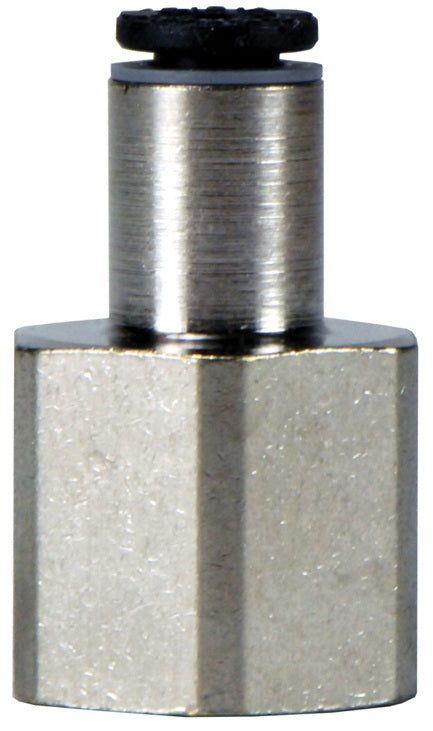 31140810 by Dixon Valve | Legris Metric Push-In Fitting | Female Connector | 8mm Tube OD x 1/8" Female BSPP | Nickel-Plated Brass