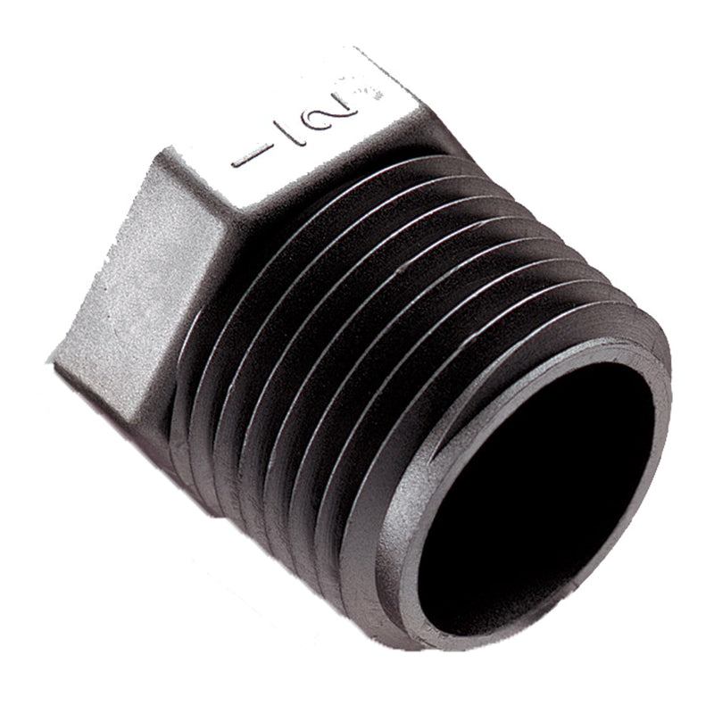 318P-6PP by Parker | Pipe Fitting | 3/8" Male NPT Pipe Thread | 11/16" Hex | .74" Length | Plug | Black | Polypropylene