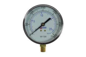 GB17300 by Coilhose | Pressure Gauge | 3-1/2" Chrome Dial Gauge | 1/4" Bottom Mount | 0-300 PSI