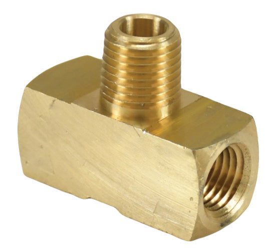 3240404C by Dixon Valve | Male Branch Tee | 1/4" Female NPTF x 1/4" Female NPTF x 1/4" Male NPTF (Branch) | Extruded Brass