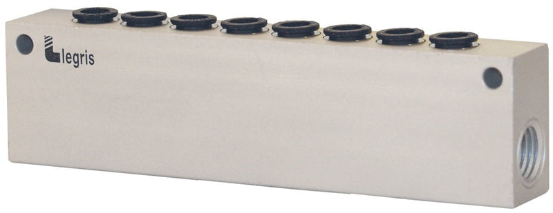 33155614 by Dixon Valve | Legris Modular Manifold | 1/4" Female NPT Inlets | with Eight 1/4" OD Push-to-Connect Ports
