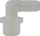 33310W (33-310W) by Midland | Plastic Pipe Fitting | 5/16" Hose Barb x 3/8" Male Pipe | 90° Elbow | White Nylon