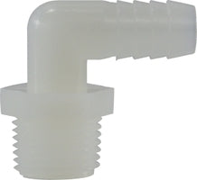 33381W (33-381W) by Midland | Plastic Pipe Fitting | 3/16" Hose Barb x 1/4" Male Pipe | 90° Elbow | White Nylon