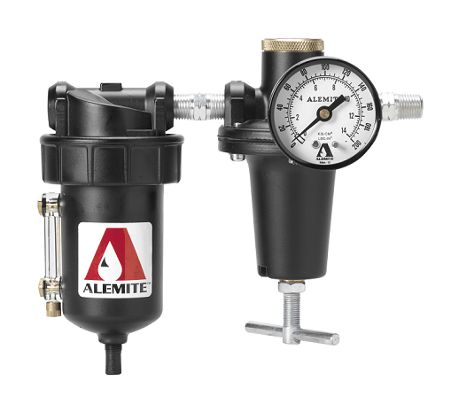 338860 by Alemite | Filter and Regulator Package | Max Inlet Pressure: 250 PSI | Inlet/outlet: 1/4" Female NPTF