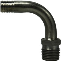 34611 (34611) by Midland | Beverage Fitting | 3/8" Hose ID x 1/4" Male NPTF | 90° Elbow | Stainless Steel
