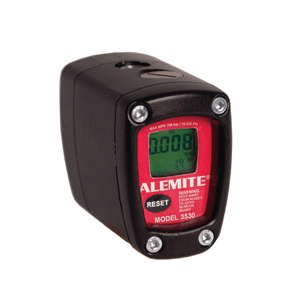 3530-A by Alemite | Electronic Grease Meter | Operating Pressure: 10000 PSI/700 bar | Flow rate: 0.2-5.5 lb./minute | Thread sizes: 1/8" Female NPTF in and out