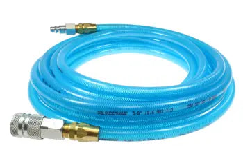 PFE6100T58C by Coilhose | Flexeel® Reinforced Hose | 3/8" Hose ID | 9/16" Hose OD | 3/8" Coupler & Connector with Quick Connect Fittings | Industrial | 100ft | Transparent Blue | Straight | Polyurethane