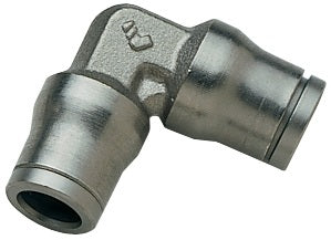 36025600 by Dixon Valve | Legris Push-In Fitting | Union | 90° Elbow | 1/4" Tube OD x 1/4" Tube OD | Nickel-Plated Brass