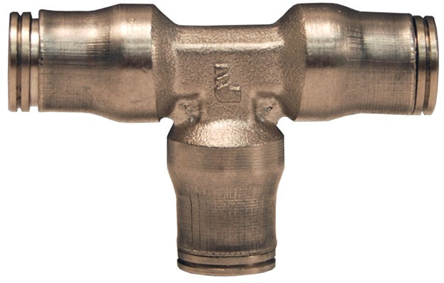 36046200 by Dixon Valve | Legris Push-In Fitting | Union Tee | 1/2" Tube OD | Nickel-Plated Brass