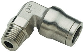 36095618 by Dixon Valve | Legris Push-In Fitting | Male Connector | 90° Elbow | 1/4" Tube OD x 3/8" Male NPT | Nickel-Plated Brass