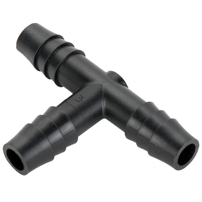 364HB-6-4PP by Parker | Tube to Tube Fitting | 3/8" Union Barb x 1/4" Barb | 2.23" Length | Tee | Black | Polypropylene