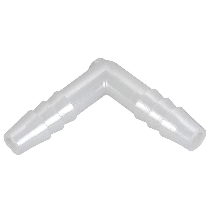 365HB-6N by Parker | Tube to Tube Fitting | 3/8" Union Barb x 3/8" Barb | 1.26" Length | 90° Elbow | White | Nylon