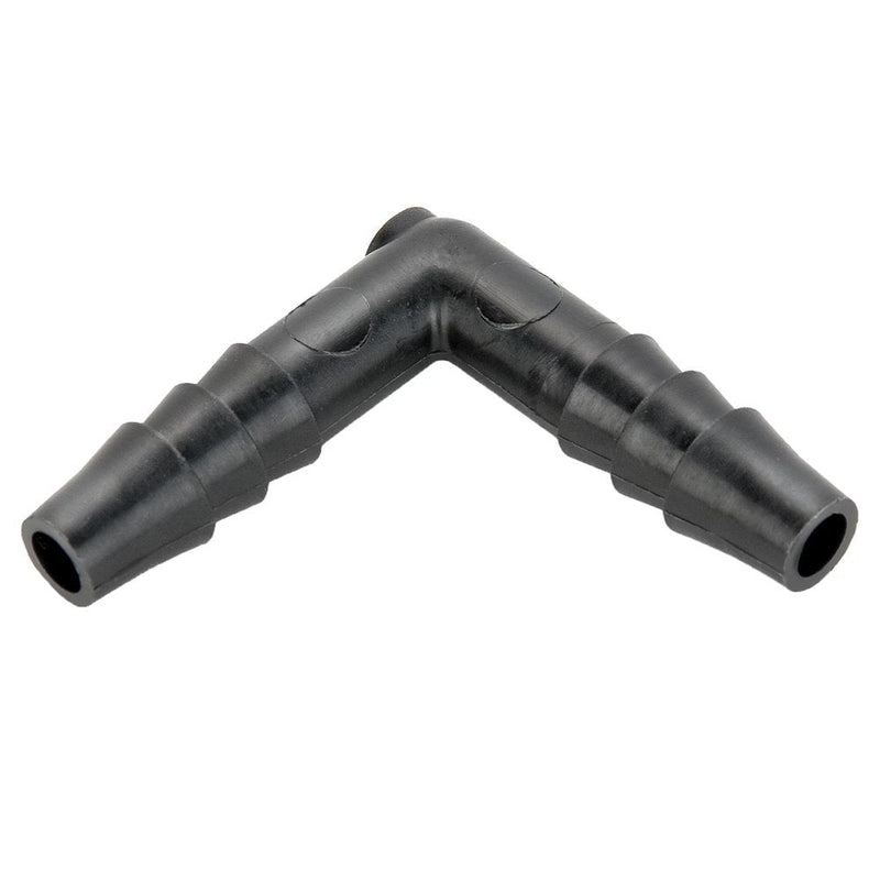 365HB-8PP by Parker | Tube to Tube Fitting | 1/2" Union Barb x 1/2" Barb | 1.26" Length | 90° Elbow | Black | Polypropylene