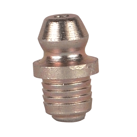 369577 by Alemite | Drive Fitting | Overall Length: 35/64" | Shank Length: 1/4" | Drill Diameter: 1/4" | With Ball Check | Straight | Trivalent Zinc Plating