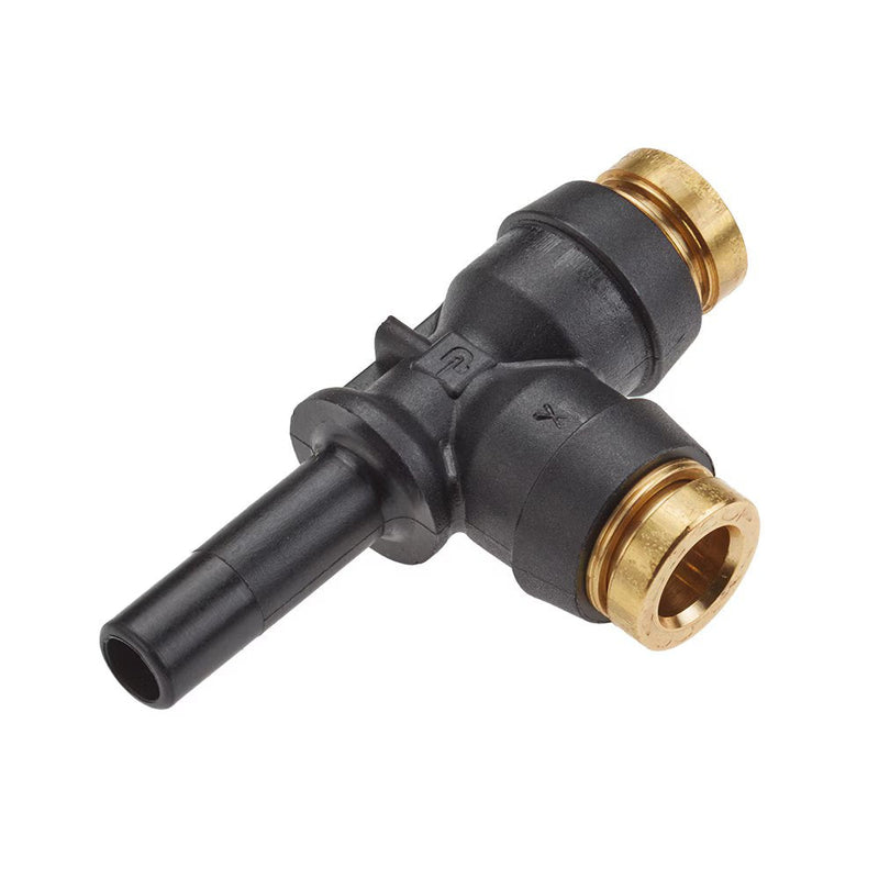 371PTCSP-8-4-8 by Parker | Plug-In Fitting | 1/2" Push-to-Connect x 1/4" Push-to-Connect x 1/2" Stem | 2.58" Length | Tee | Composite | Pack of 2