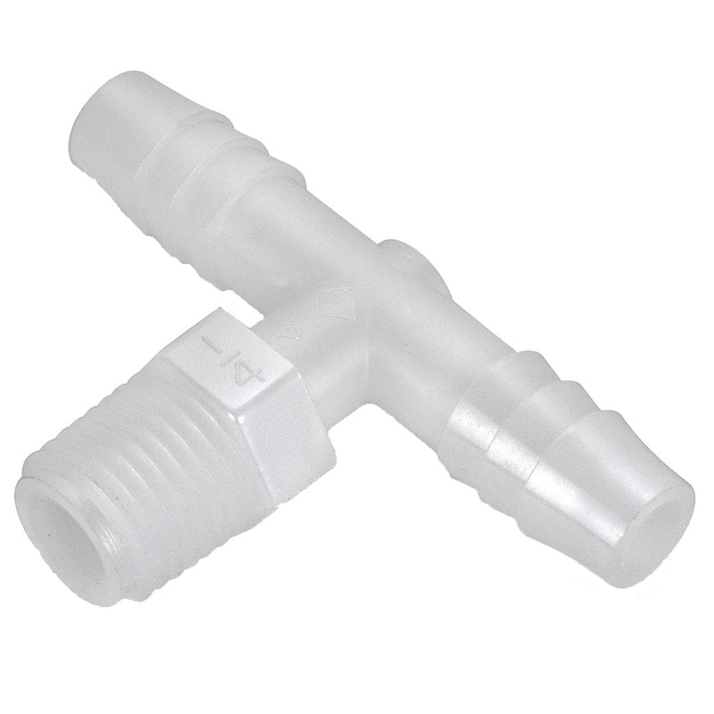 372HB-4-2N by Parker | Threaded Fitting | 1/4" Barb x 1/8" Male NPT Pipe Thread | 7/16" Hex | 1.92" Length | Tee | White | Nylon