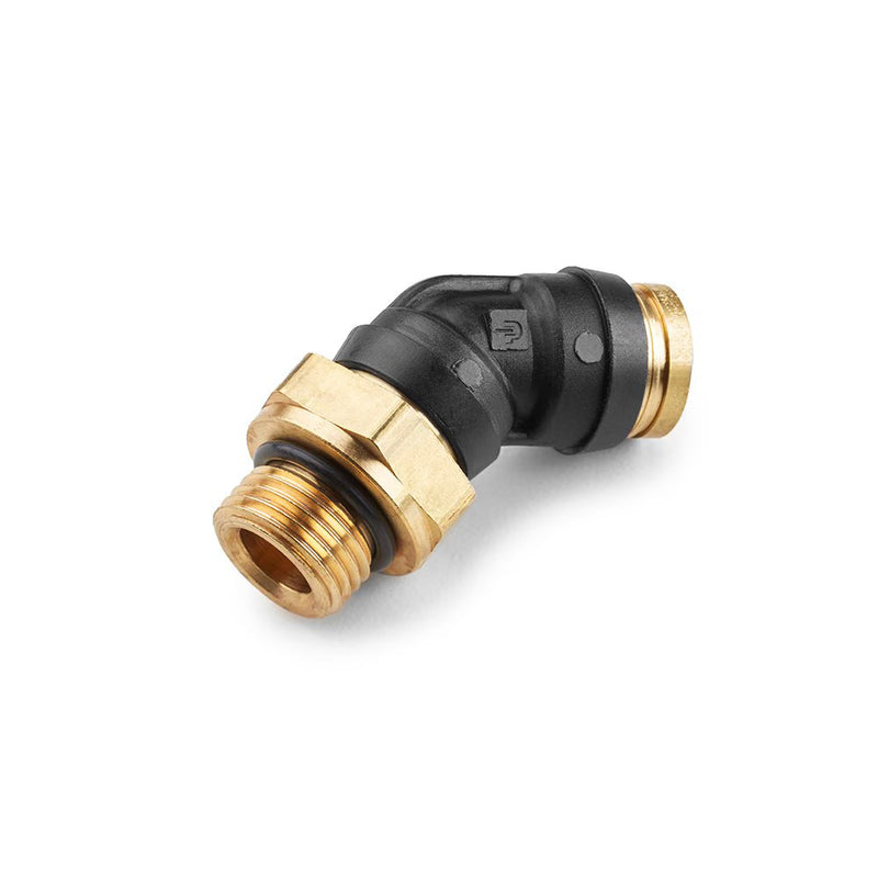 379PTCR-8-MA22 by Parker | Threaded Fitting | 1/2" Rigid Swivel with M22X1.5 Male M22 Threads | 1-1/16" Hex | 45° Elbow | Composite