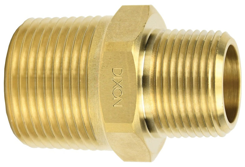 3791612C by Dixon Valve | Reducer Hex Nipple | 1" Male NPT x 3/4" Male NPT | Brass