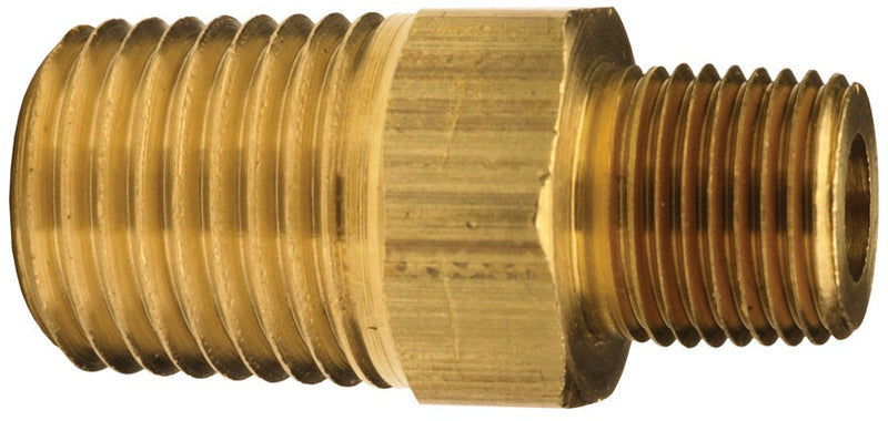 3790804C by Dixon Valve | Reducer Hex Nipple | 1/2" Male NPTF x 1/4" Male NPTF | Brass
