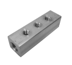 381193-2 by Alemite | Manifold Block | 4" Length w/ 1-1/8" Square | 3 3/8" Female NPT End Ports | Aluminum 