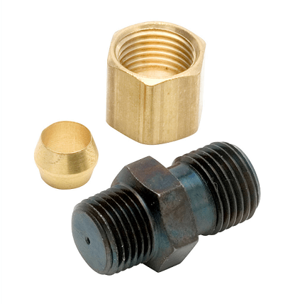 381290-10 by Alemite | Mist Fitting | Inlet: 1/4" OD Tube ftg. | Outlet: 1/8" Male PTF | SAE Special Short | Brass