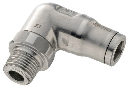 38895614 by Dixon Valve | Legris Push-In Fitting | Male Connector | 90° Elbow | 1/4" Tube OD x 1/4" Male NPT | Stainless Steel