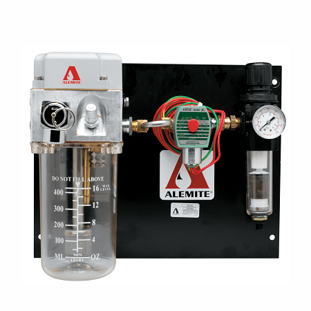 3922-BC by Alemite | Oil Mist Generator | CFM Nominal: 1 | Flow Range: 0.3-1.4 CFM | Reservoir Capacity: 1 pint/0.47 Liter | Steel Mounting Plate