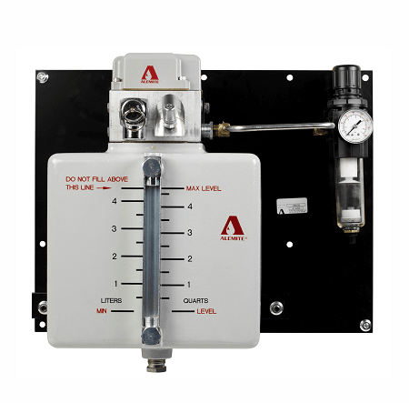 3942-CB by Alemite | Oil Mist Generator | CFM Nominal: 1 | Flow Range: 0.3-1.4 CFM | Reservoir Capacity: 1 gal/3.8 Liter | Mounting Plate