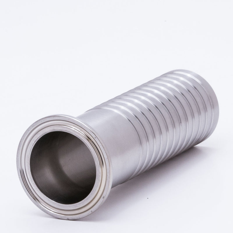 BATC-8 304 by Campbell Fittings | 3A Fittings & Adapters | Brewery Hose Adapter | 2" Tri-Clamp x 2" Hose Shank | Long | Straight | 304 Stainless Steel