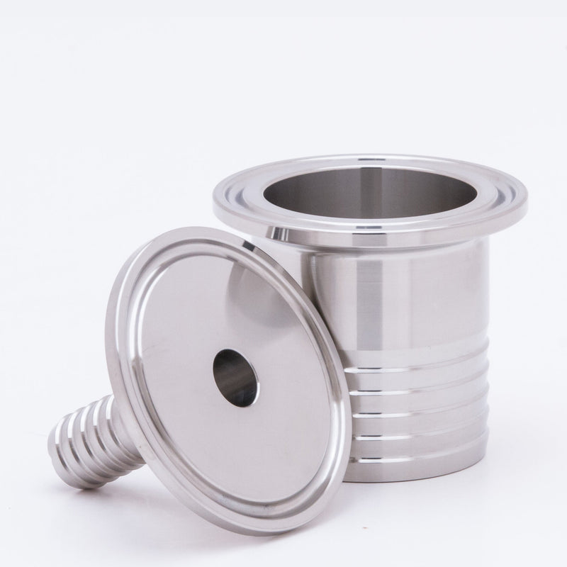 RATC-4X3 316 by Campbell Fittings | 3A Fittings & Adapters | Rubber Hose Adapter | 1" Tri-Clamp x 3/4" Hose Shank | Straight | 316 Stainless Steel