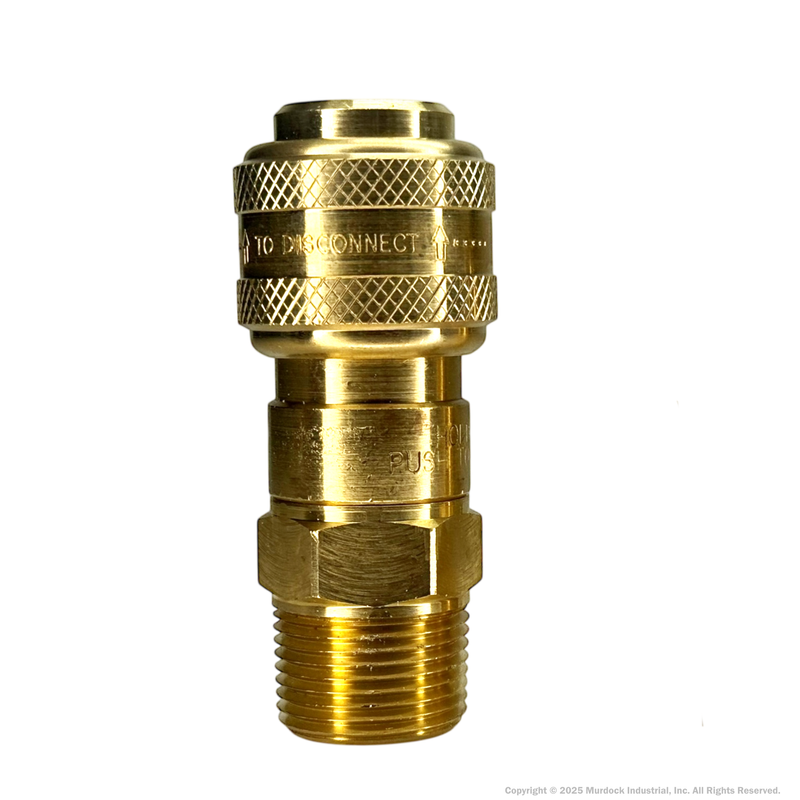 3DM3-B by Dixon Valve | Pneumatic Quick Disconnect Coupling | D-Series | 3/8" Male NPTF x 3/8" Automatic Industrial Interchange | Socket | Nitrile Seal | Brass