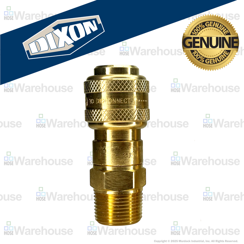 3DM3-B by Dixon Valve | Pneumatic Quick Disconnect Coupling | D-Series | 3/8" Male NPTF x 3/8" Automatic Industrial Interchange | Socket | Nitrile Seal | Brass