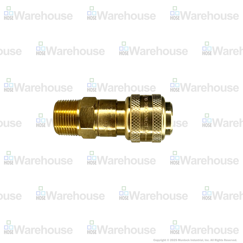 3DM3-B by Dixon Valve | Pneumatic Quick Disconnect Coupling | D-Series | 3/8" Male NPTF x 3/8" Automatic Industrial Interchange | Socket | Nitrile Seal | Brass
