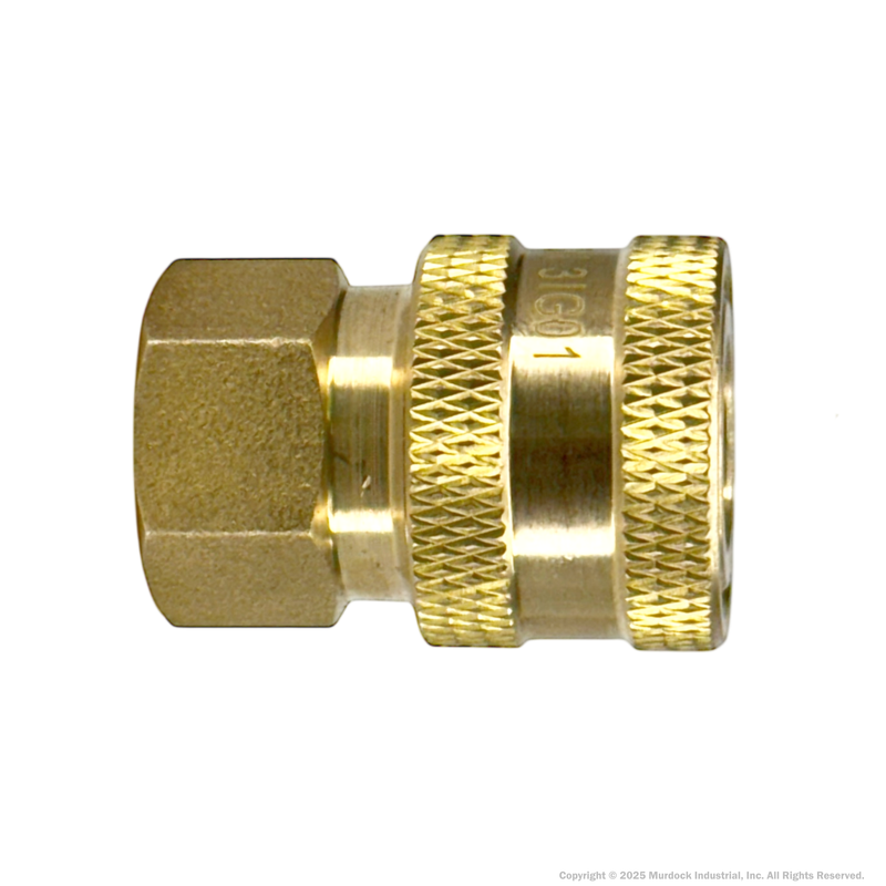 3EF3-B by Dixon Valve | Hydraulic Quick Disconnect Coupling | E-Series | 3/8" Female NPTF x 3/8" Straight-Through Interchange | Socket | Nitrile Seal | Brass