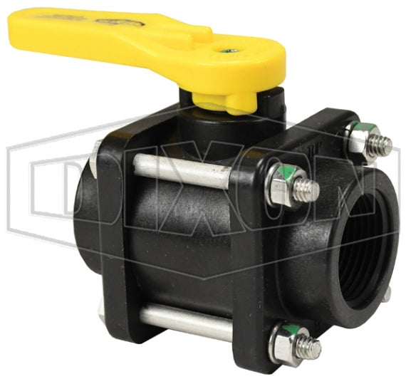 PV200 by Dixon Valve | 4-Bolt Ball Valve | Standard Port | 2" Female NPT x 2" Female NPT | Polypropylene