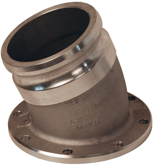40022ALTAL by Dixon Valve | Cam & Groove TTMA Flange Adapter | 22-1/2° Elbow | 4" Adapter x 4" TTMA Flange | Aluminum