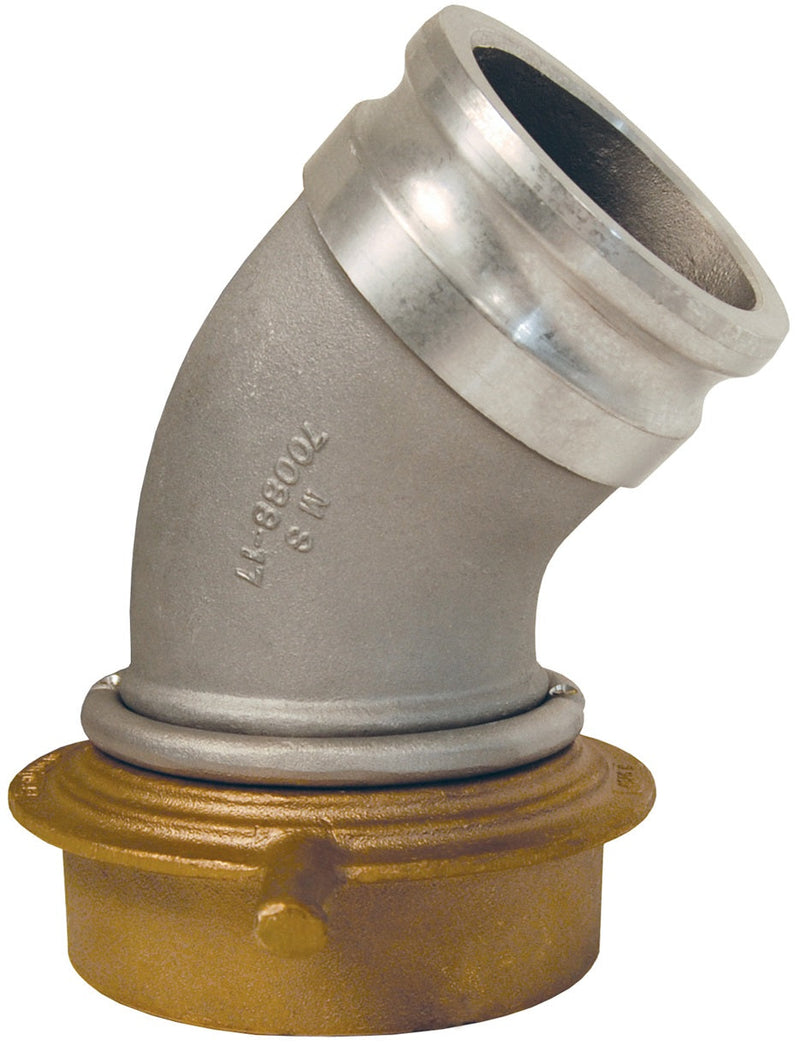40A-45TCAL by Dixon Valve | Tank Car Adapter | 45° Elbow | 4" Adapter x 5" Railroad Tank Car Swivel Thread | Aluminum
