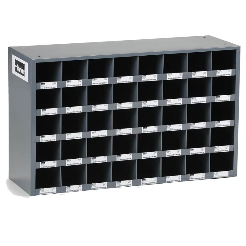 40B-CABINET by Parker | 40 Opening Bin | 33.75" Width x 12" Depth x 23.875" Height | Gray | Steel