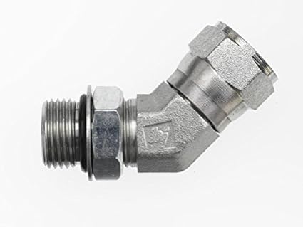 6810-08-08-NWO-FG by Brennan Inc. | -08 Male Adjustable O-Ring Boss x -08 Female JIC Swivel | 45° Elbow | Forged Steel