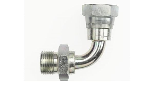 9224-L-08-08 by Brennan Inc. | -08 Male BSPP x -08 Female BSPP Swivel | 90° Elbow | Long | Steel